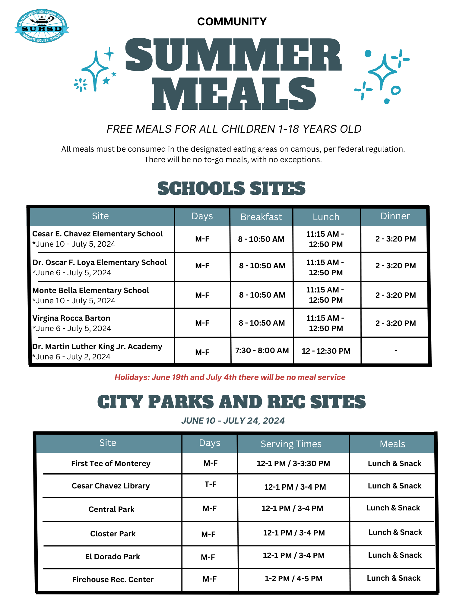 Summer Meals Flyer