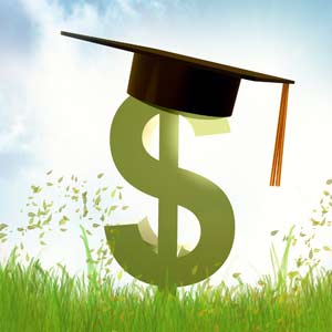 money sign with graduation cap on